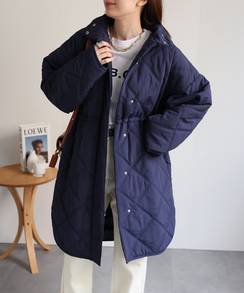 sakishimatokyo ノーカラーコート コート 「選べる着丈」中綿ダイヤ