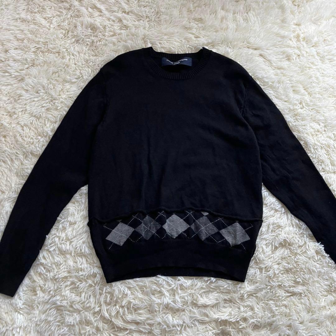 トップス COMME des GARCONS HOMME knit Pre-owned] COMME des GARCONS HOMME Back Logo Print V-Neck Knit