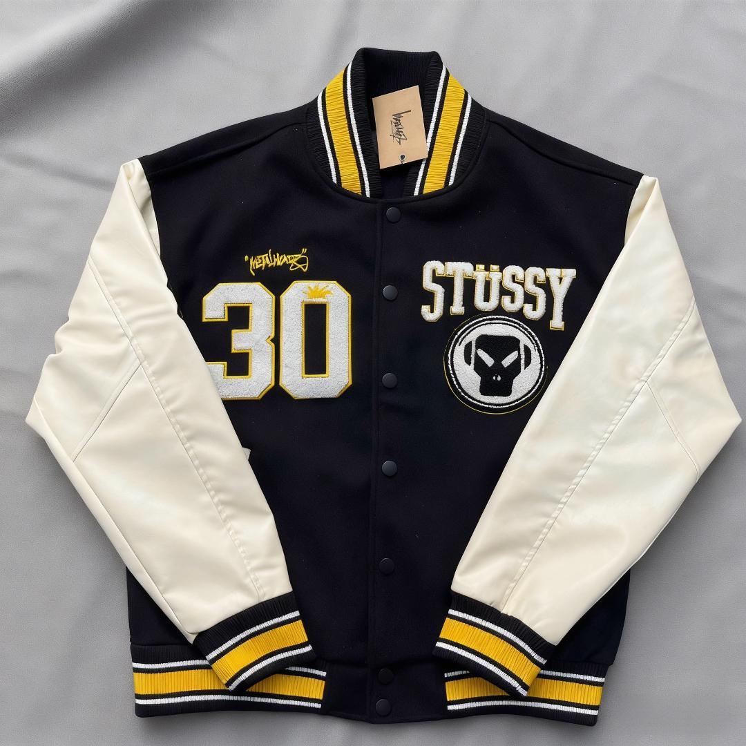 STÜSSY スタジャン ブラック/ホワイト M STUSSY（ステューシー） スタジャン ブラック×ホワイト サイズ：M