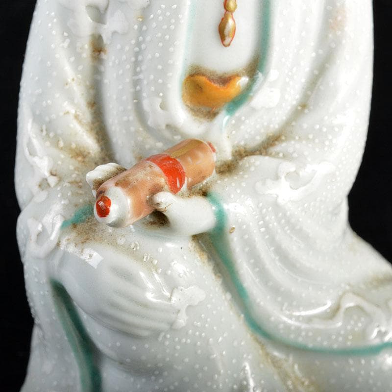 九谷焼　古九谷　 色絵白粒　観音像　仏像　置物　時代箱付　V　R4530