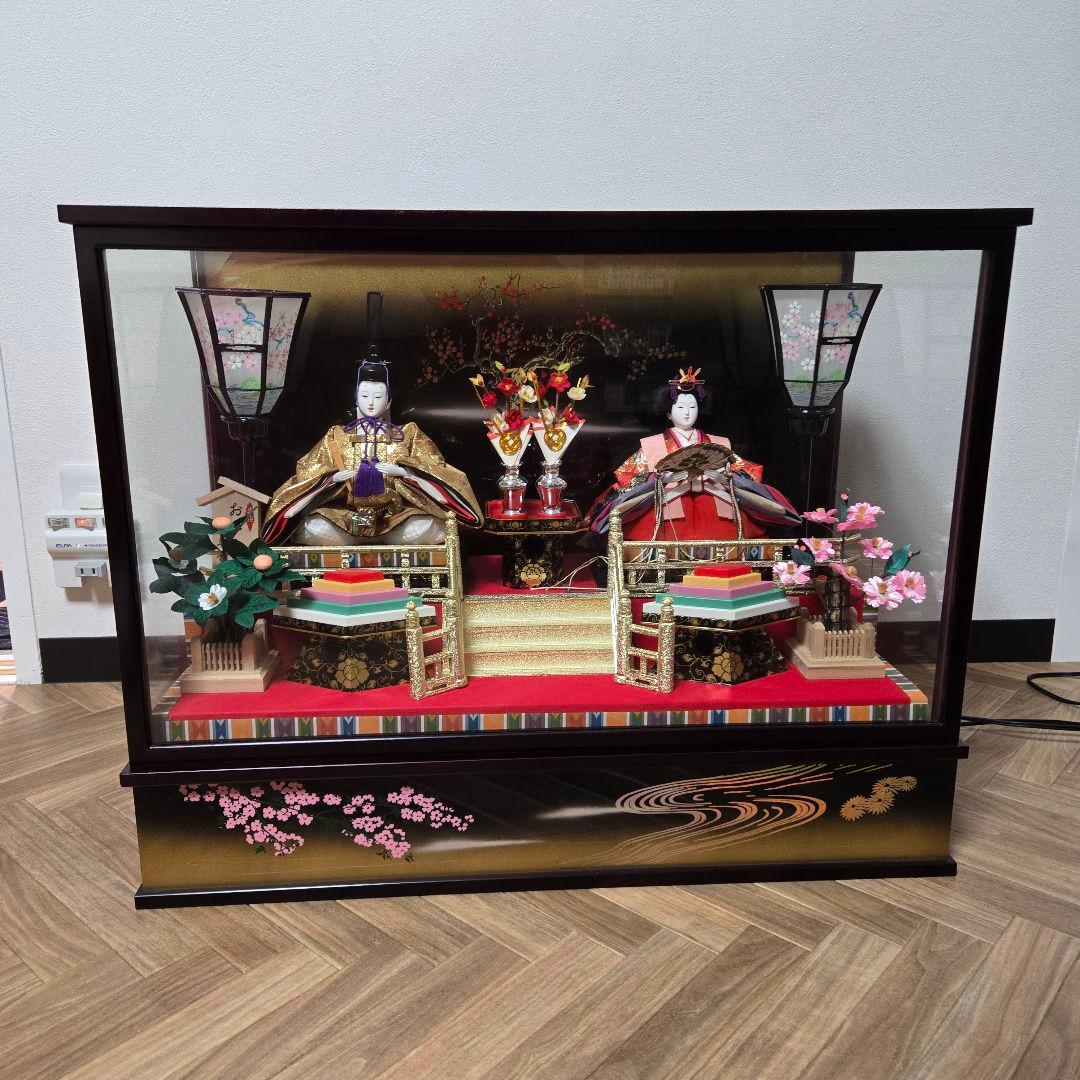 雛人形 オルゴール付き 人形の平安大新 / 雛人形 ひな人形 ケース飾り 親王飾り コンパクト 桜