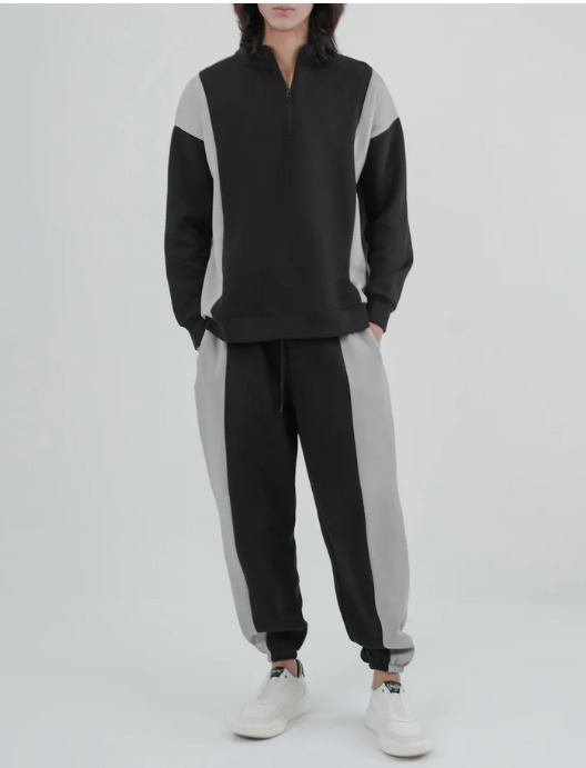 Men’s Black & Grey Tracksuit Athletic Streetwear Set