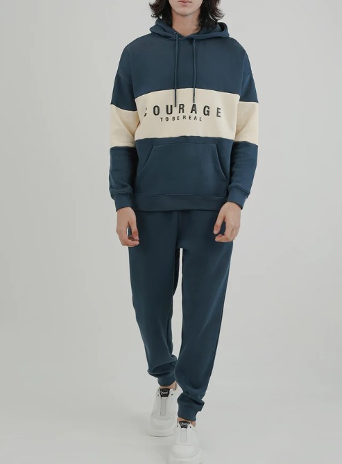 Men’s Navy & Beige Color Block Tracksuit