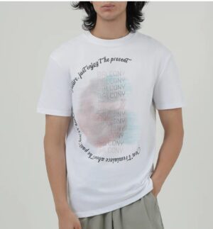 White Graphic Print T-Shirt Modern Casual Tee